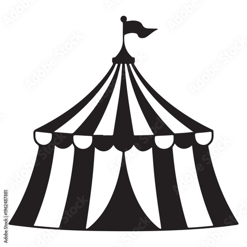 A striking black and white striped circus tent design a bold graphic silhouette