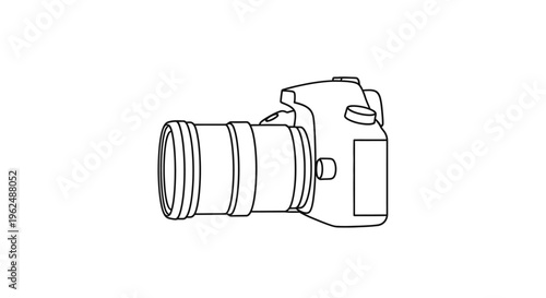 A line drawing of a camera.