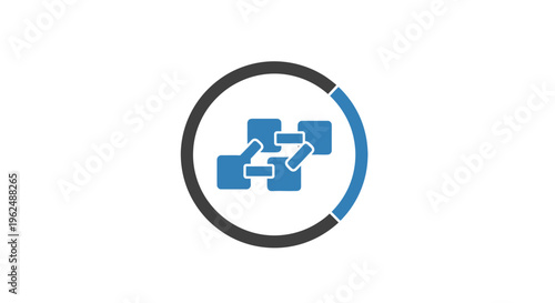 a blue and black puzzle piece logo.
