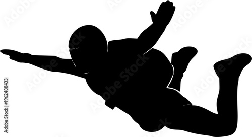 minimalist Skydiver man extreme sport freedom vector black color silhouette
