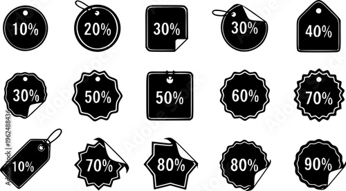 Discount percent tag icon set vector
