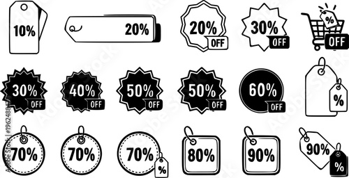 Discount percent tag icon set vector
