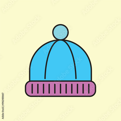 winter cap Vector illustration isolated on cream tint background