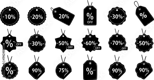 Discount percent tag icon set vector
