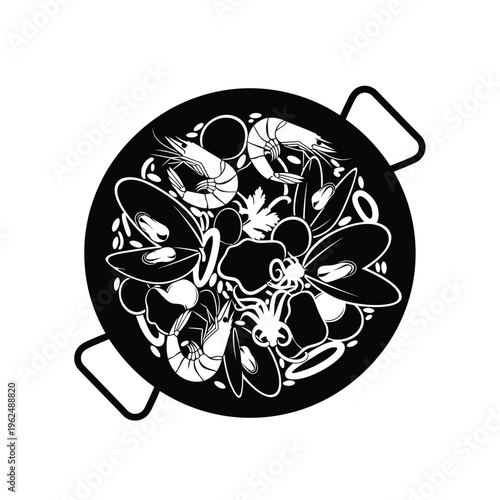 Delicious Seafood Paella in a Pan.