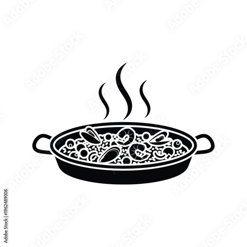 Steaming Paella Dish Icon.