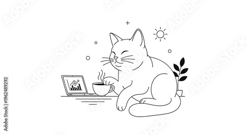 Cat sitting with laptop computer.