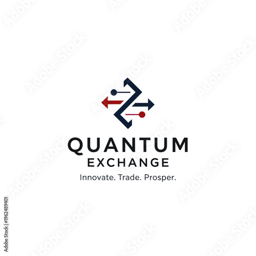 Quantum Exchange Logo Featuring Abstract Arrows Symbolizing Innovation and Trade.