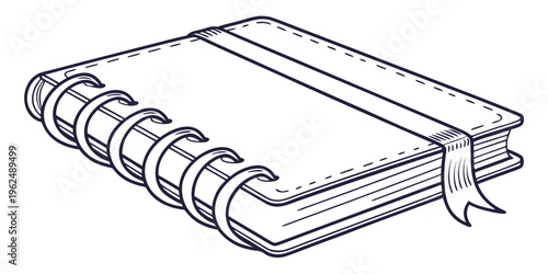 An old book with a leather cover and a ribbon bookmark