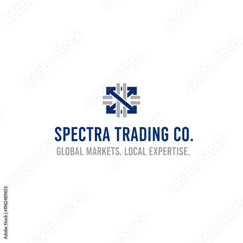 Spectra Trading Co. Logo - Global Markets, Local Expertise in Blue and Gray.