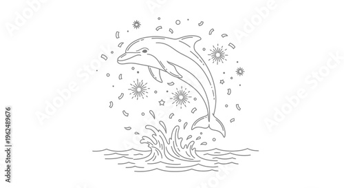 Dolphin jumping out of water surface.