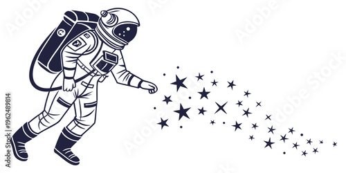 An astronaut floating in space surrounded by stars and celestial bodies