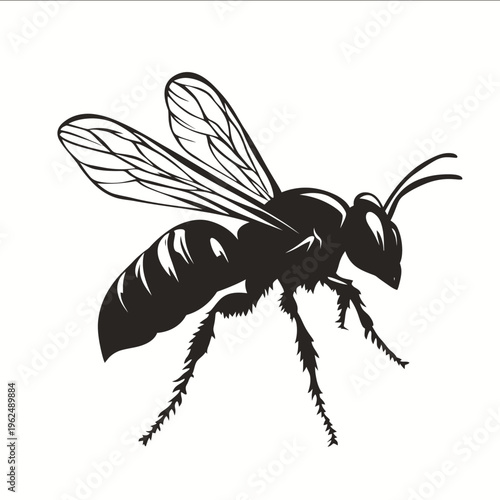 black silhouette hornet on a white backgrounk vector