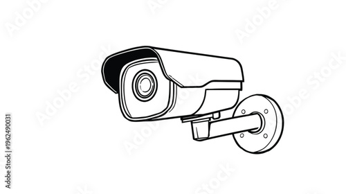 Security Camera Illustration: A sleek, modern security camera, rendered in a crisp, clean illustration, poised to observe and protect. Evoking a sense of vigilance and safety.