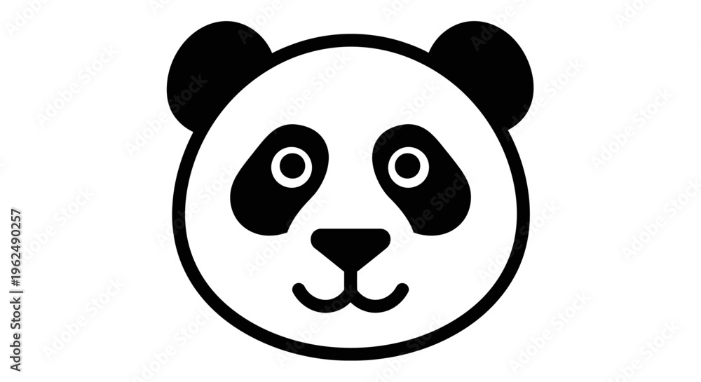Obraz premium Panda face black and white cartoon.
