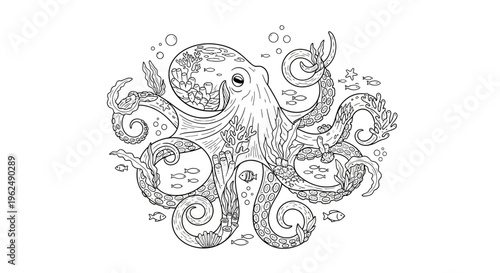 Octopus Tentacles Sea Creature Illustration.