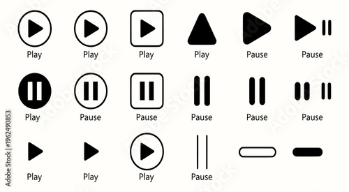 Play and pause media control buttons