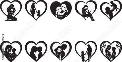 Black and white silhouettes of diverse people engaged in various activities and sports