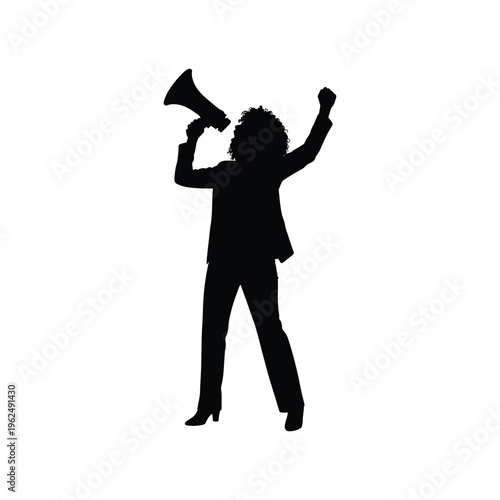 Civil Rights Activist Megaphone Black Silhouette Vector