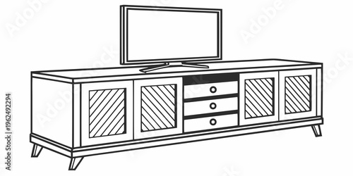 Modern tv stand with storage drawers and open shelves for electronics