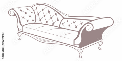 Elegant tufted chaise lounge with intricate detailing and curved design