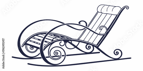 A vintage chaise lounge chair with intricate scrollwork and curved lines