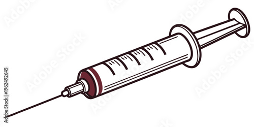 A close-up view of a medical syringe with a needle attached.