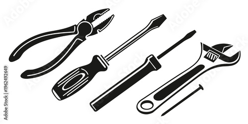 A collection of various hand tools used for different mechanical tasks