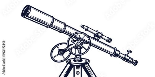 A vintage telescope with intricate details and a sturdy tripod base.