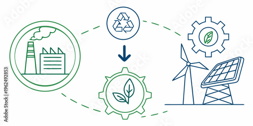 Illustration of sustainable energy sources and eco-friendly practices.