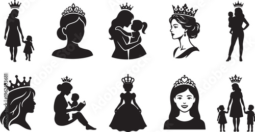 Black silhouette of diverse people in various poses and activities black silhouettes 3