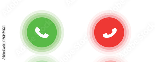 Answer and decline phone call buttons. Phone call. Telephone sign. Accept call and decline phone icons. vector