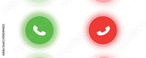 Answer and decline phone call buttons. Phone call. Telephone sign. Accept call and decline phone icons. vector