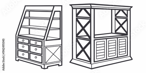 Two distinct wooden cabinet designs showcasing different styles and structures