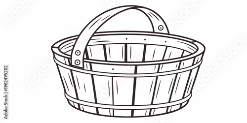 A beautifully woven basket with a sturdy handle, perfect for carrying fresh produce.