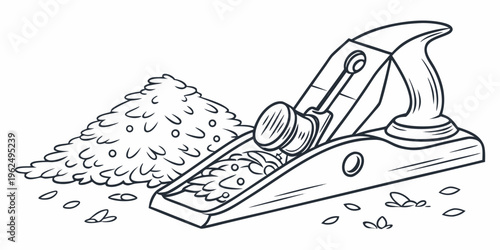 A hand plane being used to smooth a rough piece of wood on a workbench.