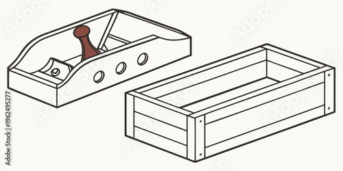 A wooden box with a lid and a handle, alongside an open wooden box.