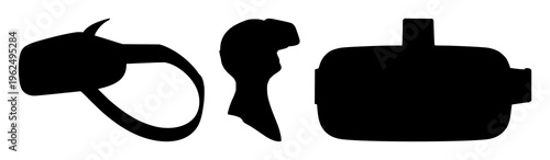 VR headset technology silhouette set with futuristic silhouette design featuring virtual reality, headset, digital tech with gaming and innovation