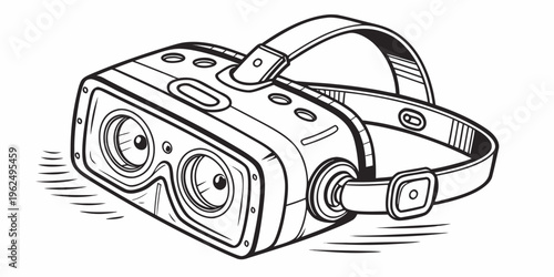 A vintage virtual reality headset with a strap for immersive digital experiences