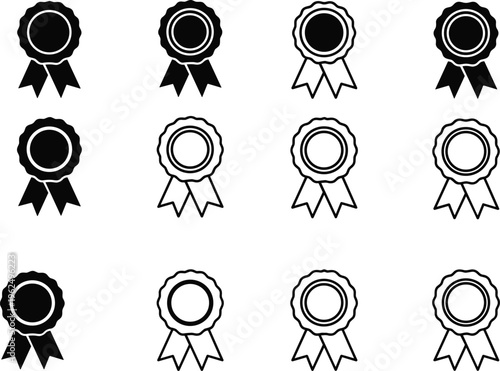 Black and white rosette with ribbons symbol