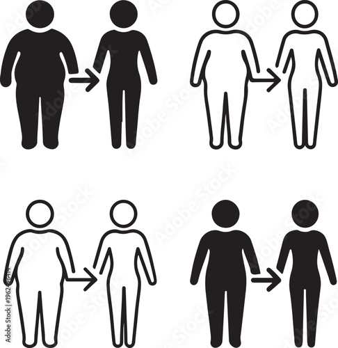 Isolated Body Transformation Icon Design, body transformation icon, body transformation vector, fitness progress concept, health improvement symbol, editable icon set, ui app graphic