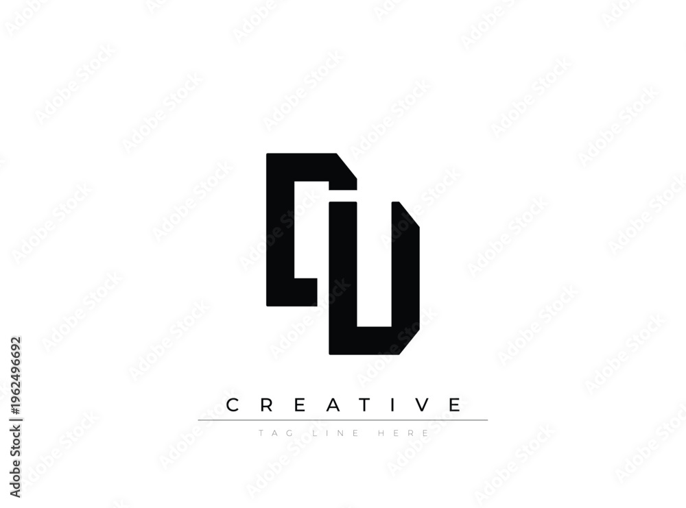 Obraz premium Minimalist black and white logo design with geometric shapes and text