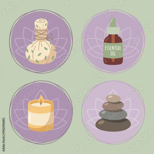 Spa and Wellness Icons Set.