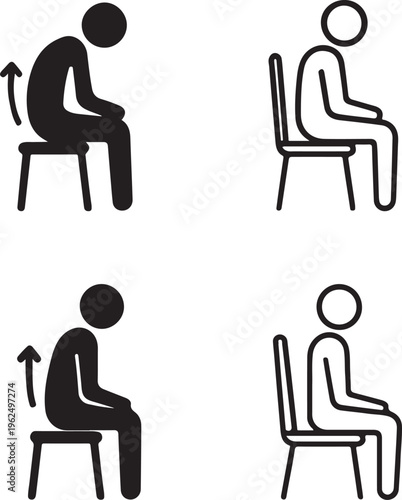 Isolated Body Posture Correction Icon Design, body posture correction icon, body posture correction vector, posture health concept, spine alignment symbol, editable icon set, ui design graphic