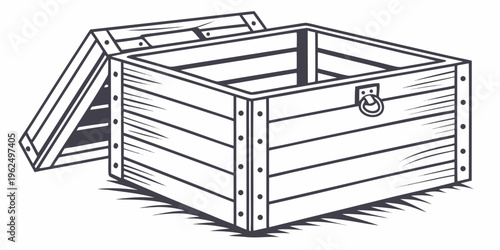 An open wooden crate with a lid resting on its side next to it.