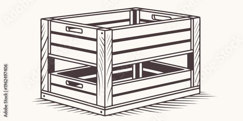 A wooden crate with multiple compartments and a handle on top.