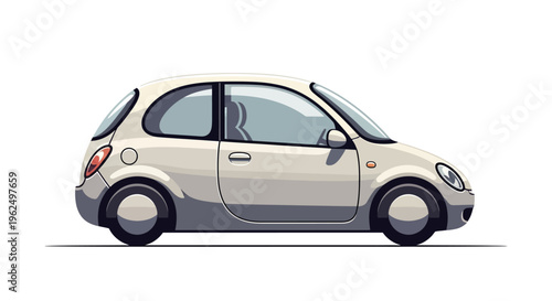 A beige hatchback car illustration side view.