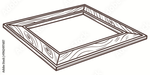 A detailed illustration of a wooden picture frame with intricate carvings