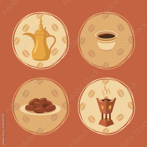 Traditional Arabic Coffee Set and Dates.