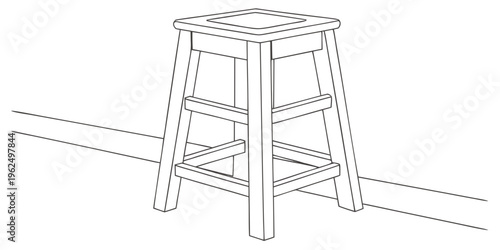 A simple wooden stool with a square seat and four legs